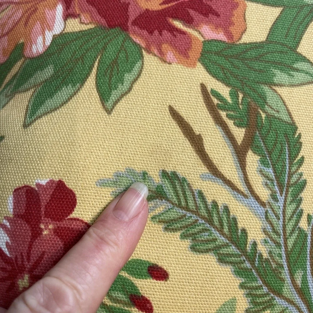 Set of 2 Pottery‎ Barn Indoor/Outdoor Pillows 20x20 Yellow Floral Canvas Stuffed